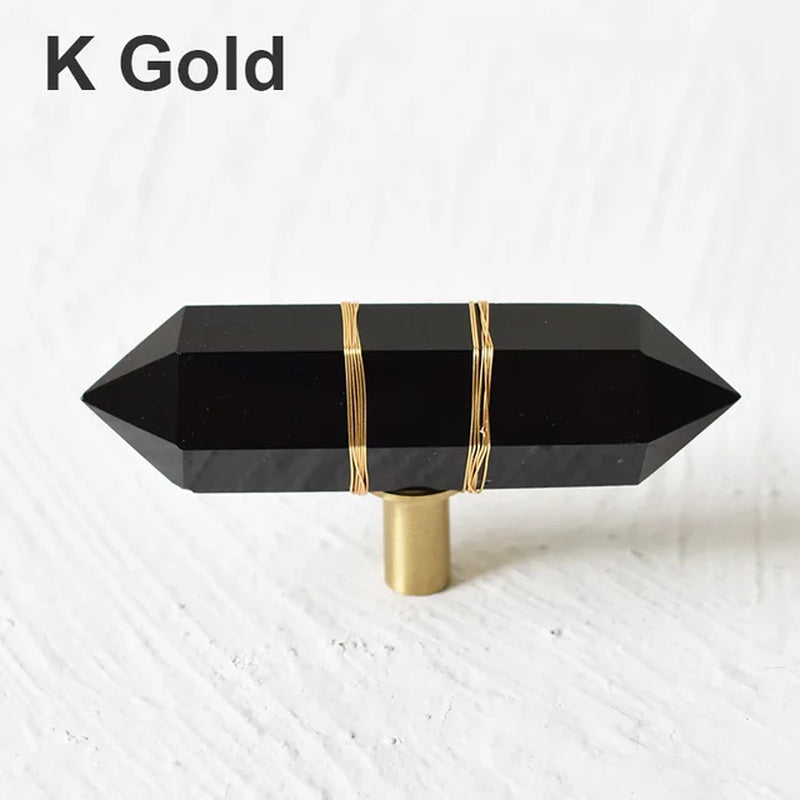 Luxury Natural Reiki Crystal + Brass Knobs/Cabinet Drawer Pulls