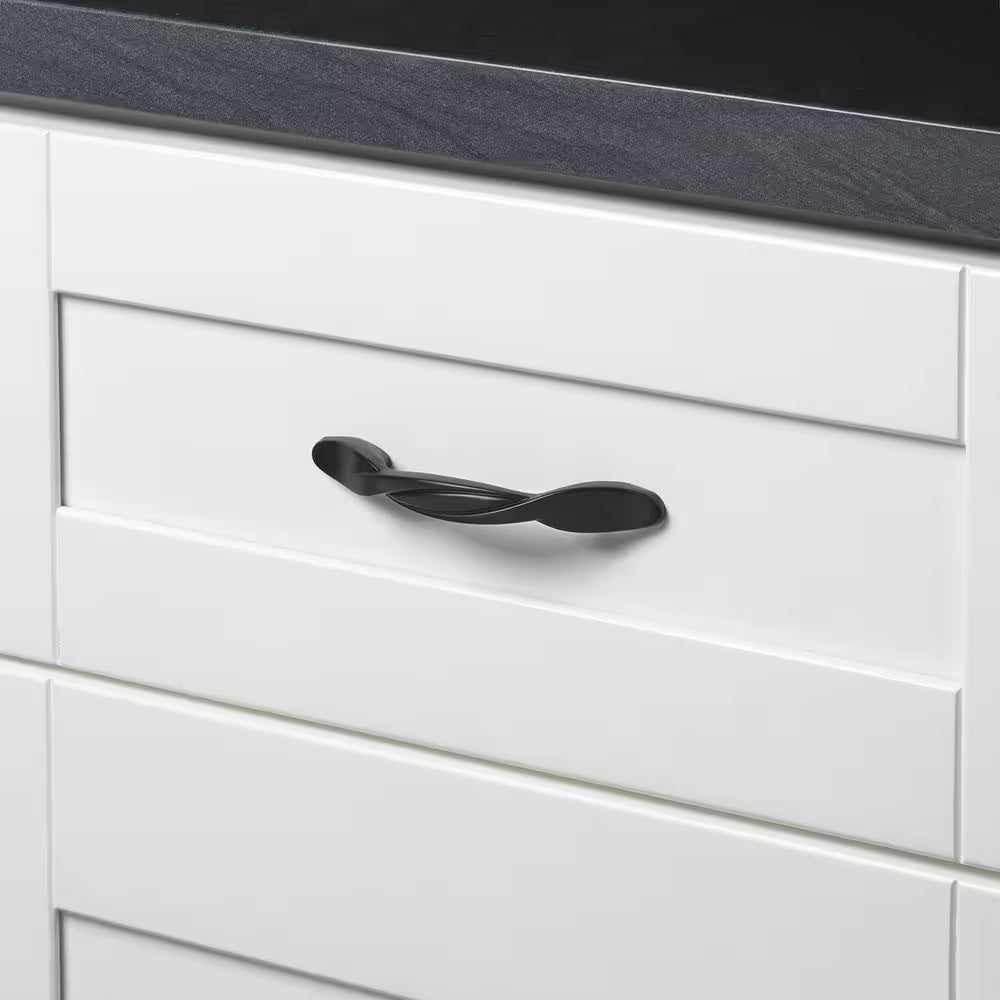 3 In. Matte Black Twisted Cabinet Drawer Pulls (10-Pack)