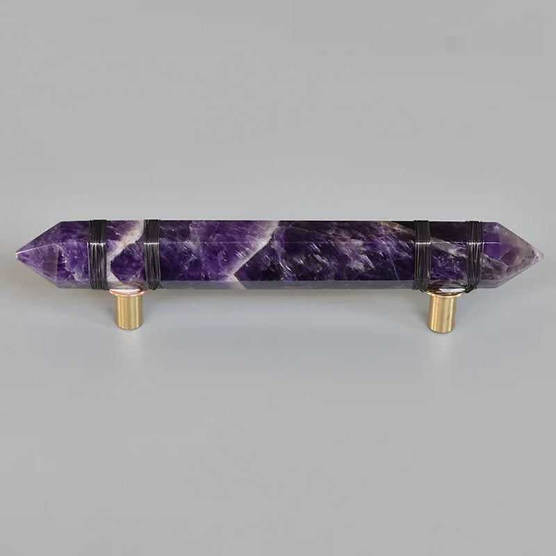 Luxury Natural Reiki Crystal + Brass Knobs/Cabinet Drawer Pulls