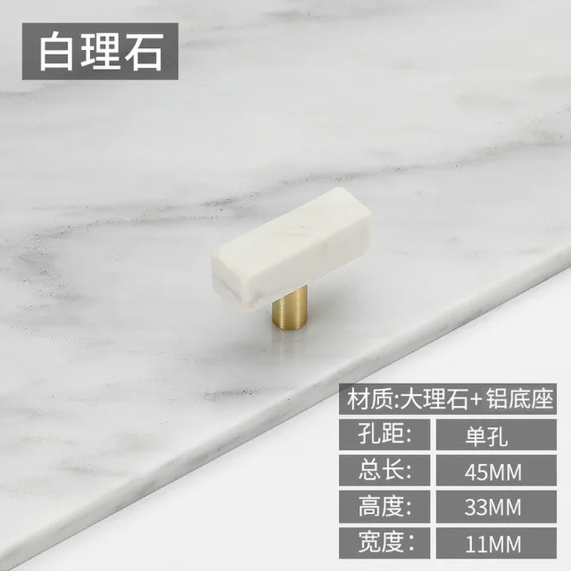 Marble Pulls and Knobs for Kitchen Cabinets/ Drawer Pulls Stone Rock Beige