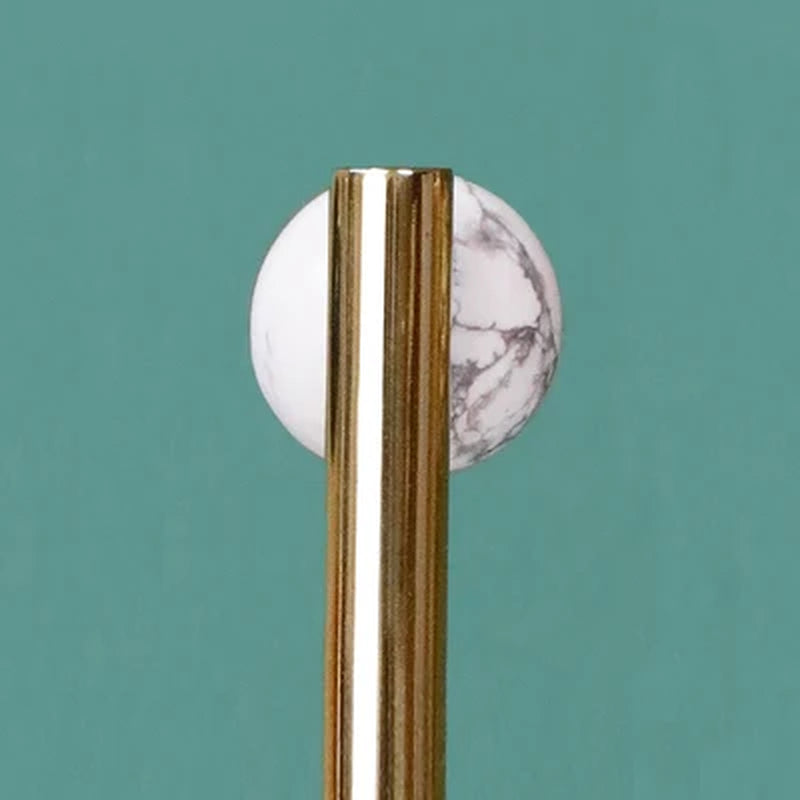 Art Handle/Natural Marble + Brass Knobs/ Handles/ Drawer Pulls 