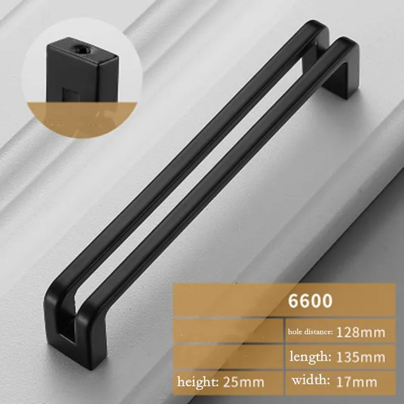 Modern Black Cabinet Handle Square Zinc Alloy Kitchen Knobs/ Drawer Pulls 