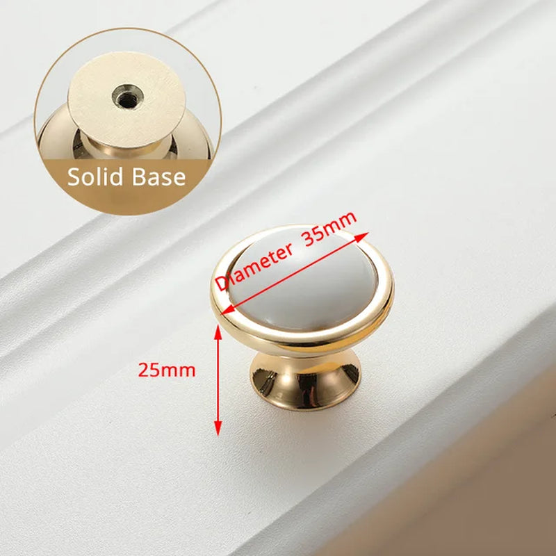 Ceramic Handles/Cabinet Pulls Gold White Zinc Alloy Drawer Pulls