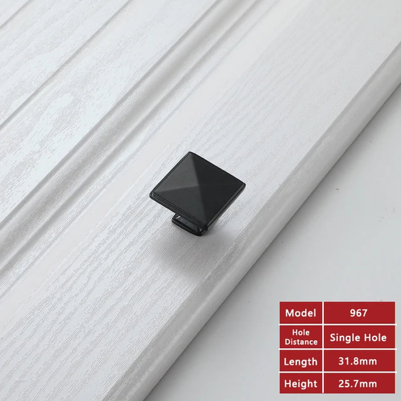 Black Cabinet Handle/Pull Square Hardware Zinc Alloy Kitchen Knobs 