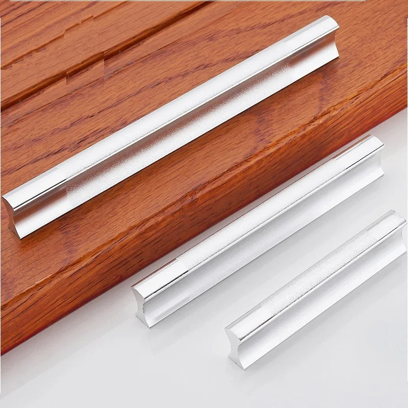 Silver Modern Kitchen Cabinet Handles Drawer Pulls Aluminum Alloy 