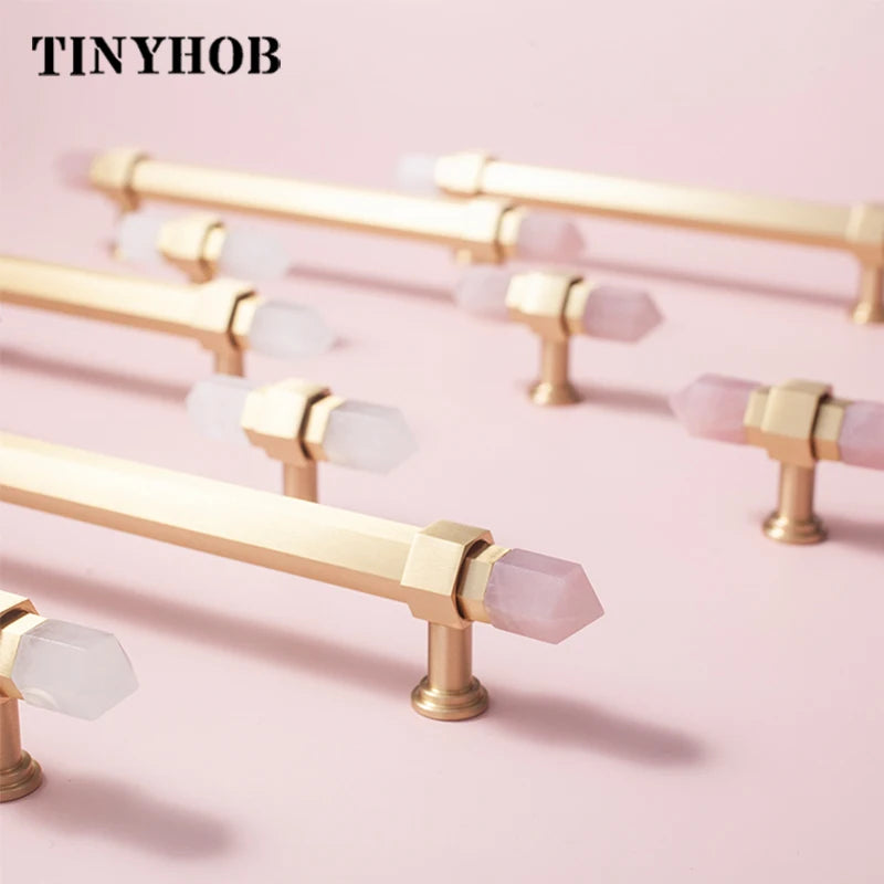 Natural Crystal+ Solid Brass Knobs/ Handles/ Drawer Pulls 