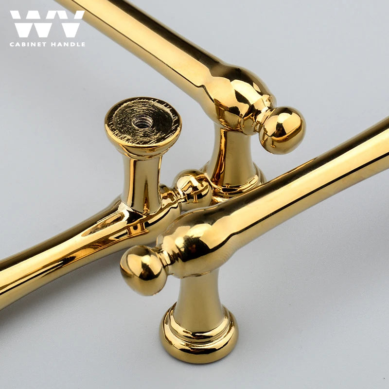  Bright Gold Kitchen Cabinet Door Pulls 224Mm 