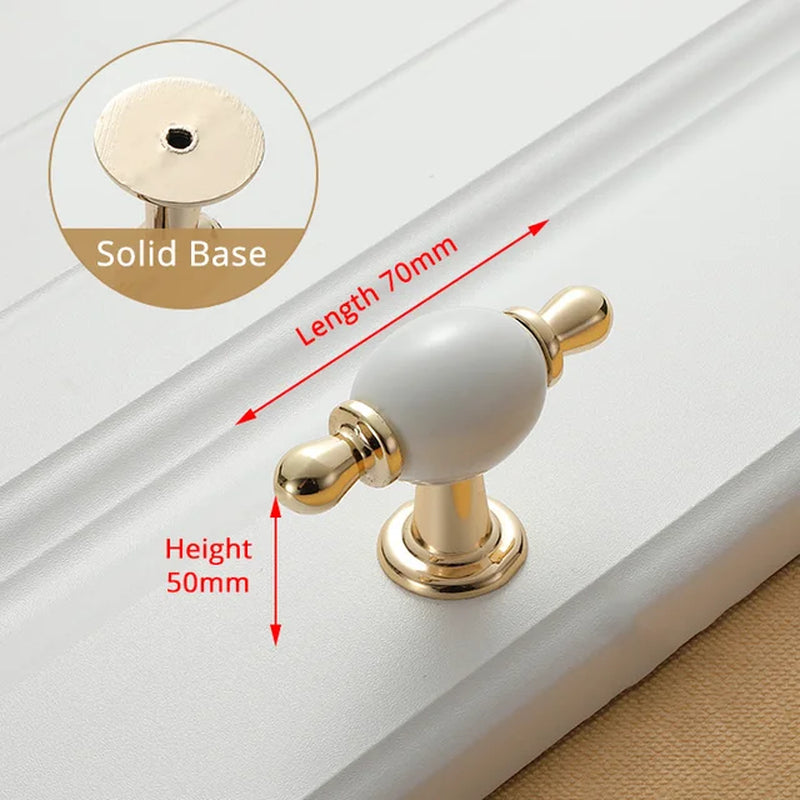 Ceramic Handles/Cabinet Pulls Gold White Zinc Alloy Drawer Pulls